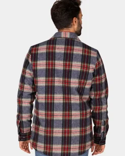 Flannellen gewateerd overhemd grijs groen rood - Winter Navy