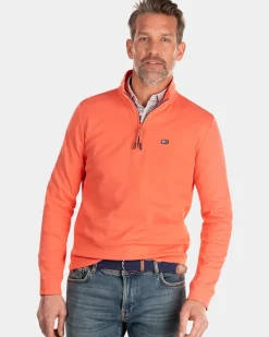Fleece sweater met rits - Golden Orange