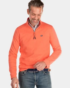 Fleece sweater met rits - Golden Orange
