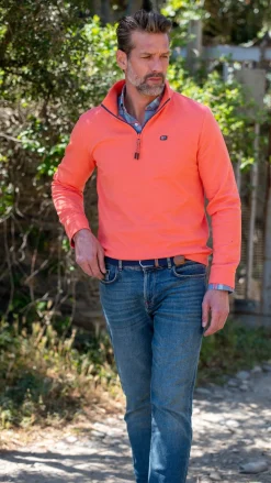 Fleece sweater met rits - Golden Orange