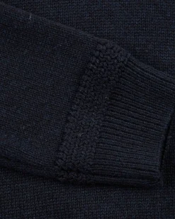 Gebreide trui met halve knoopssluiting - Pitch Navy