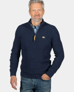 Gebreide trui met halve rits Drake - Ink Navy