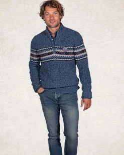 Gebreide trui met halve ritssluiting - Cloudy Blue