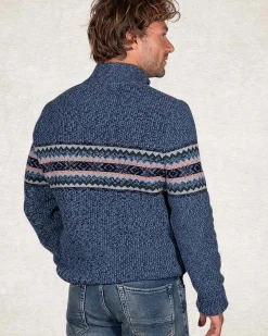 Gebreide trui met halve ritssluiting - Cloudy Blue