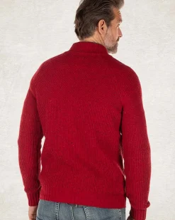 Gebreid vest van katoen en wol - Carmine red