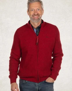 Gebreid vest van katoen en wol - Carmine red