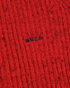 Gebreid vest van katoen en wol - Carmine red