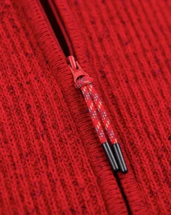 Gebreid vest van katoen en wol - Carmine red