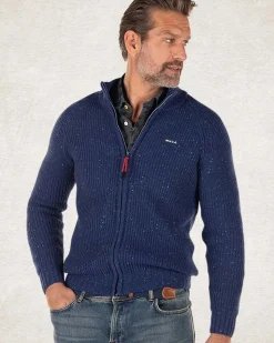 Gebreid vest van katoen en wol - Bright Water Blue