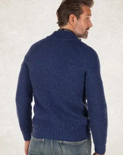 Gebreid vest van katoen en wol - Bright Water Blue