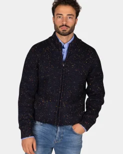 Gemêleerd donkerblauw wollen vest - Winter Navy