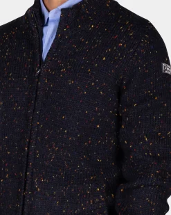 Gemêleerd donkerblauw wollen vest - Winter Navy
