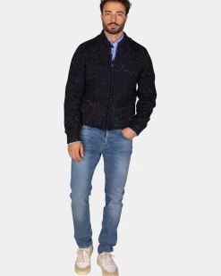 Gemêleerd donkerblauw wollen vest - Winter Navy