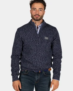 Gemêleerde donkerblauwe wollen pullover - Winter Navy