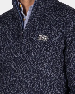 Gemêleerde donkerblauwe wollen pullover - Winter Navy