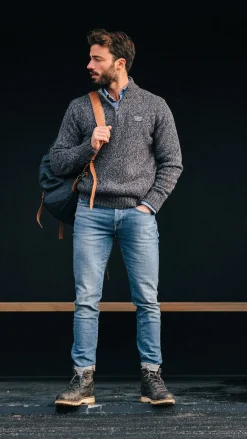 Gemêleerde donkerbruine wollen pullover - Dark Mocca