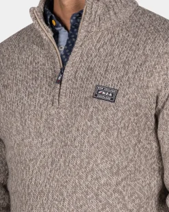 Gemêleerde lichtbruine wollen pullover - Chestnut