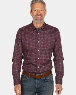 Geprint katoen flanellen overhemd North Opuha - Steady Navy