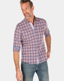 Geruit blauw en roze overhemd - Dusk Navy