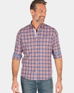 Geruit blauw en roze overhemd - Dusk Navy