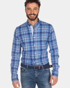 Geruit overhemd blauw wit - Intense Cobalt