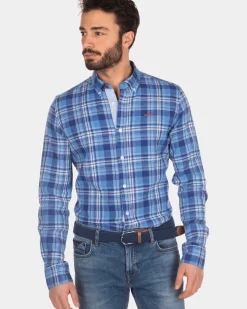 Geruit overhemd blauw wit - Intense Cobalt
