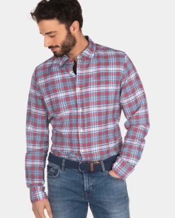 Geruit overhemd rood blauw wit - Orange Red