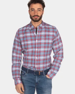 Geruit overhemd rood blauw wit - Orange Red