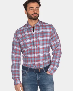 Geruit overhemd rood blauw wit - Orange Red