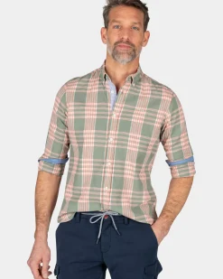 Geruit overhemd roze en groen - Mellow Army