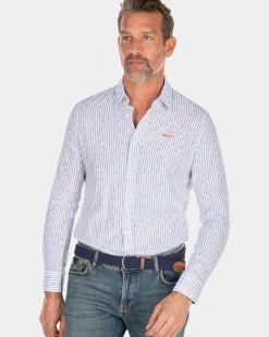 Gestreept linnen overhemd - White Multicolour