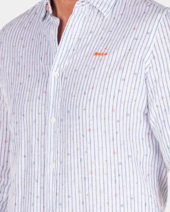 Gestreept linnen overhemd - White Multicolour