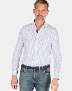 Gestreept linnen overhemd - White Multicolour