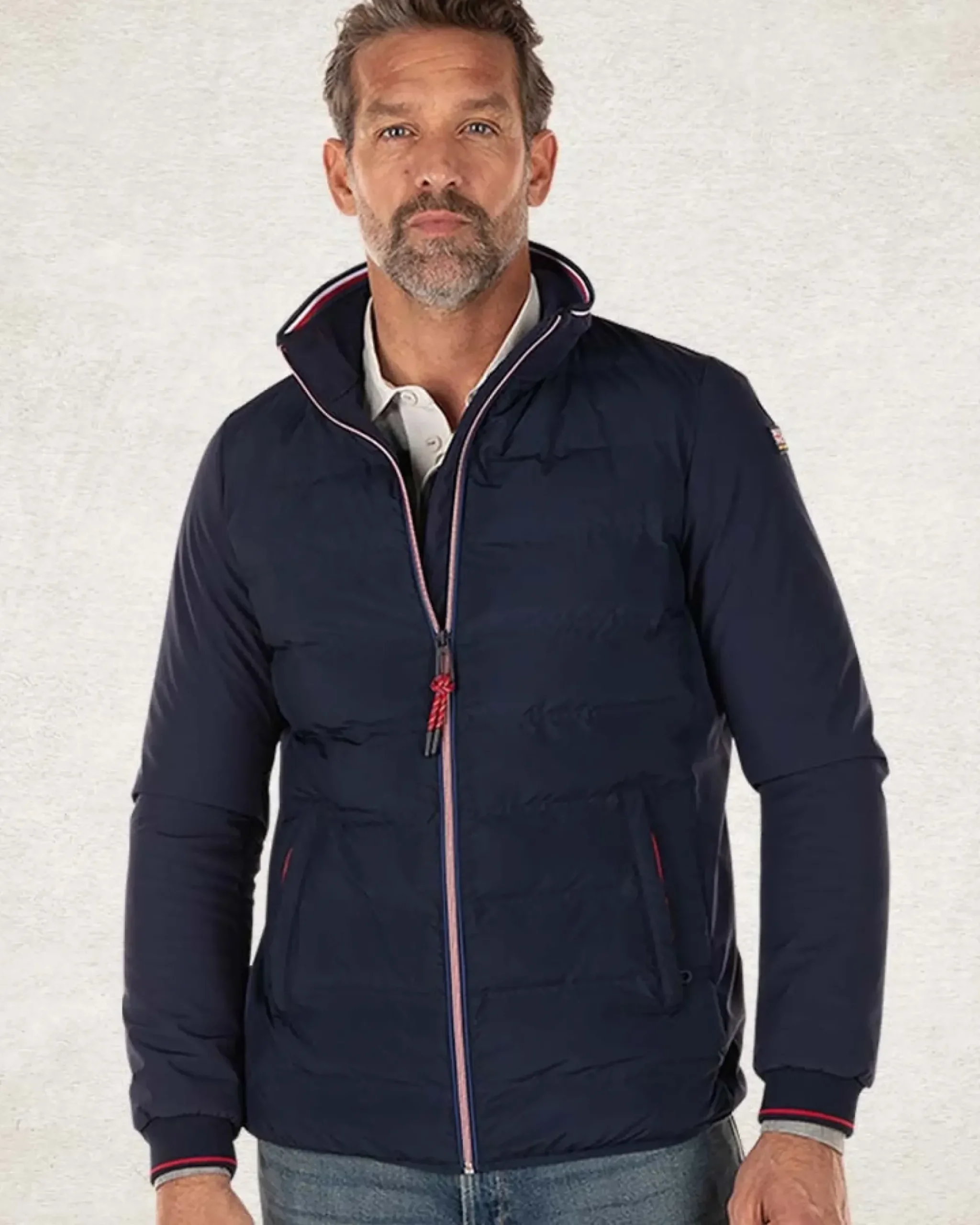 Gewatteerde effen jas - Pitch navy
