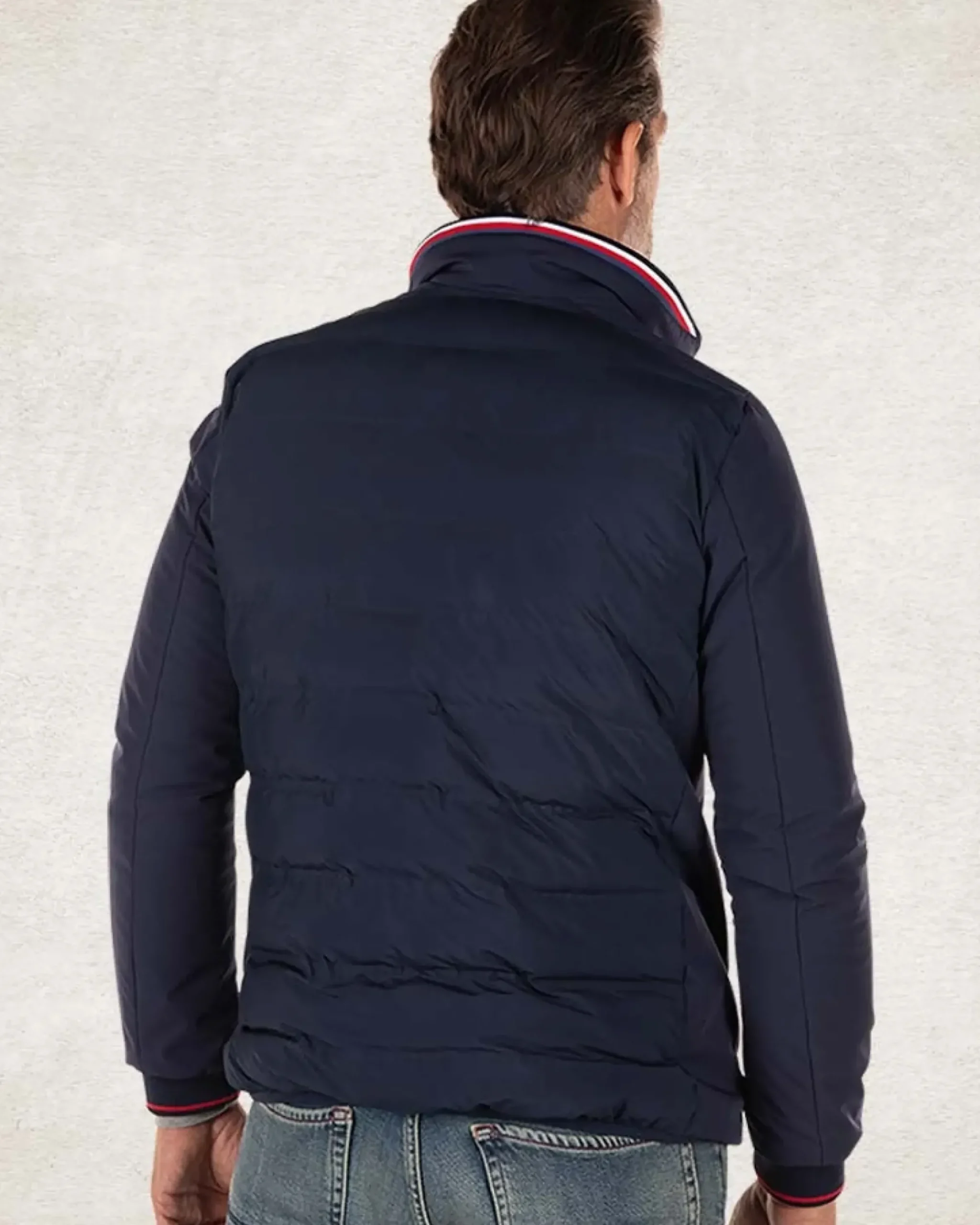 Gewatteerde effen jas - Pitch navy