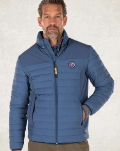 Gewatteerd effen winterjack - Lead Blue