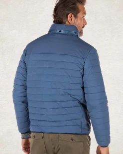Gewatteerd effen winterjack - Lead Blue