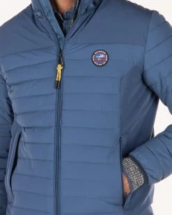 Gewatteerd effen winterjack - Lead Blue