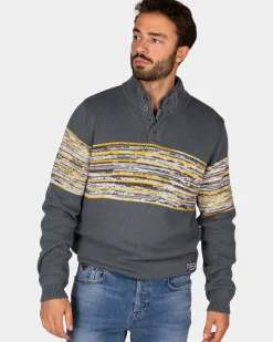 Grijze katoenen trui met geel zwarte print - Ash Grey