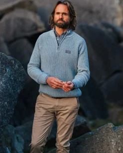 Grijze katoenen trui met halve rits - Brave Blue