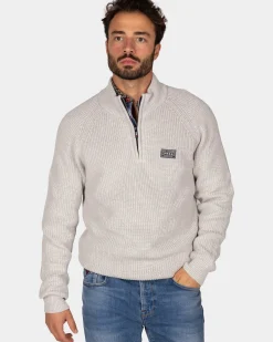 Grijze katoenen trui met halve rits - Grey Melange