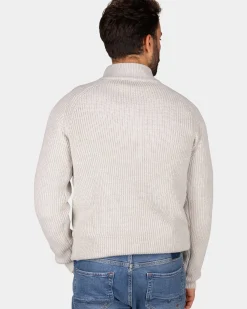 Grijze katoenen trui met halve rits - Grey Melange