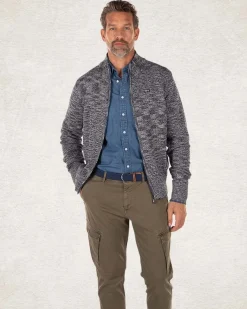 Grijze ribgebreid katoenen vest