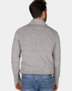 Grijze wollen pullover met halve rits - Birch Grey Melange