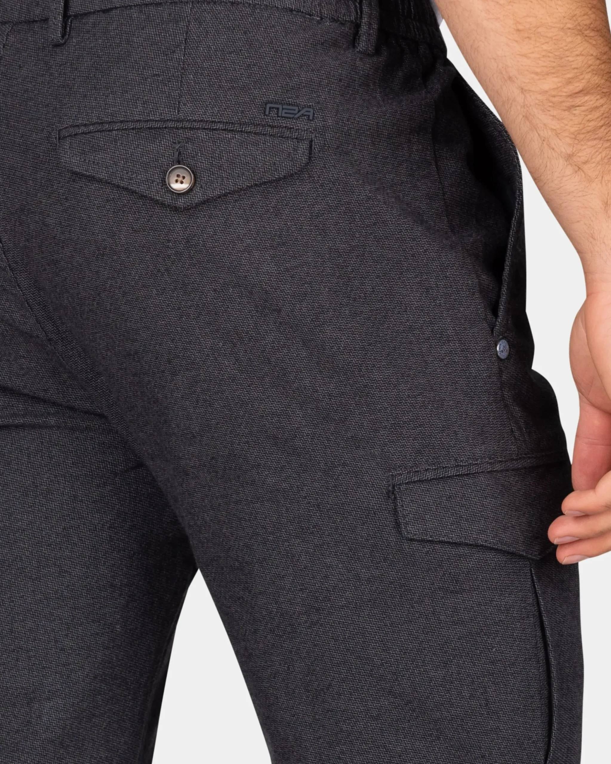 Grijze wol look cargo broek - Grey Melange