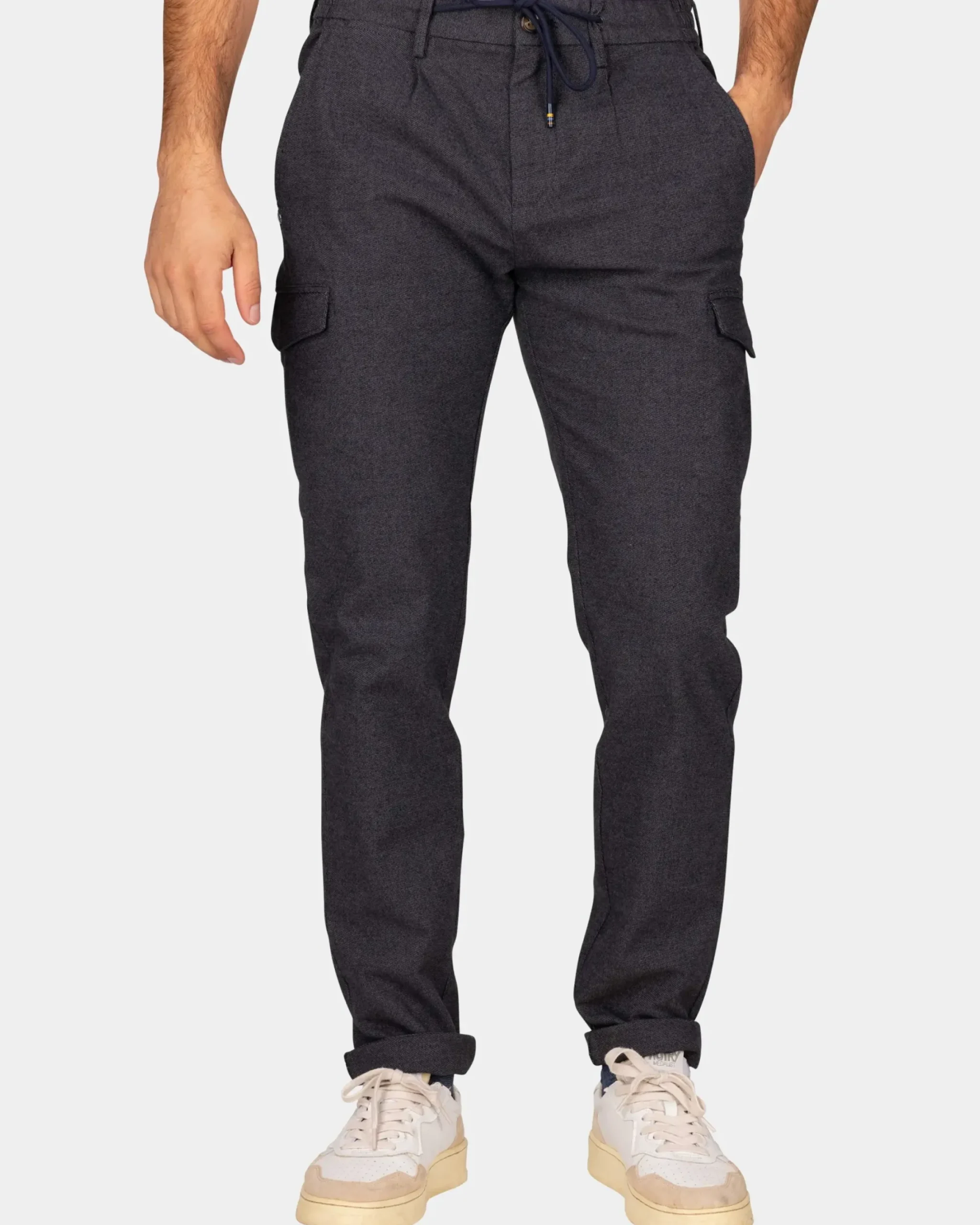 Grijze wol look cargo broek - Grey Melange