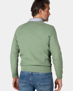 Groene effen pullover met ronde hals