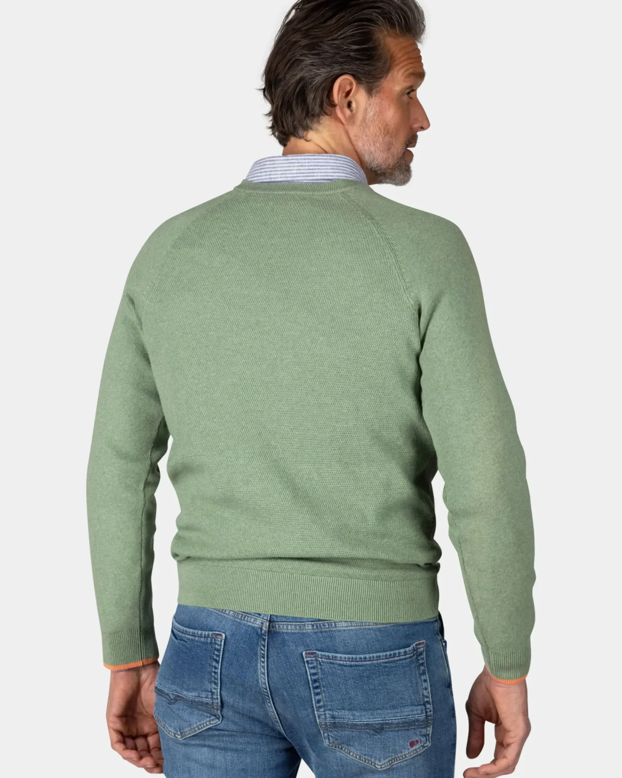 Groene effen pullover met ronde hals