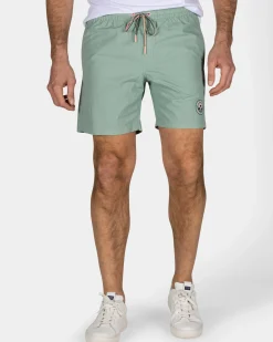 Groene effen zwembroek met lycra binnenbroek