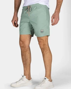 Groene effen zwembroek met lycra binnenbroek